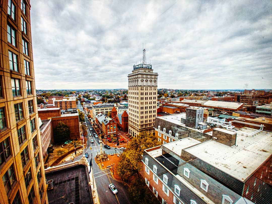 View of Downtown Lancaster, PA from the Exchange. Photo by Instagram user @mikeyrob.pics