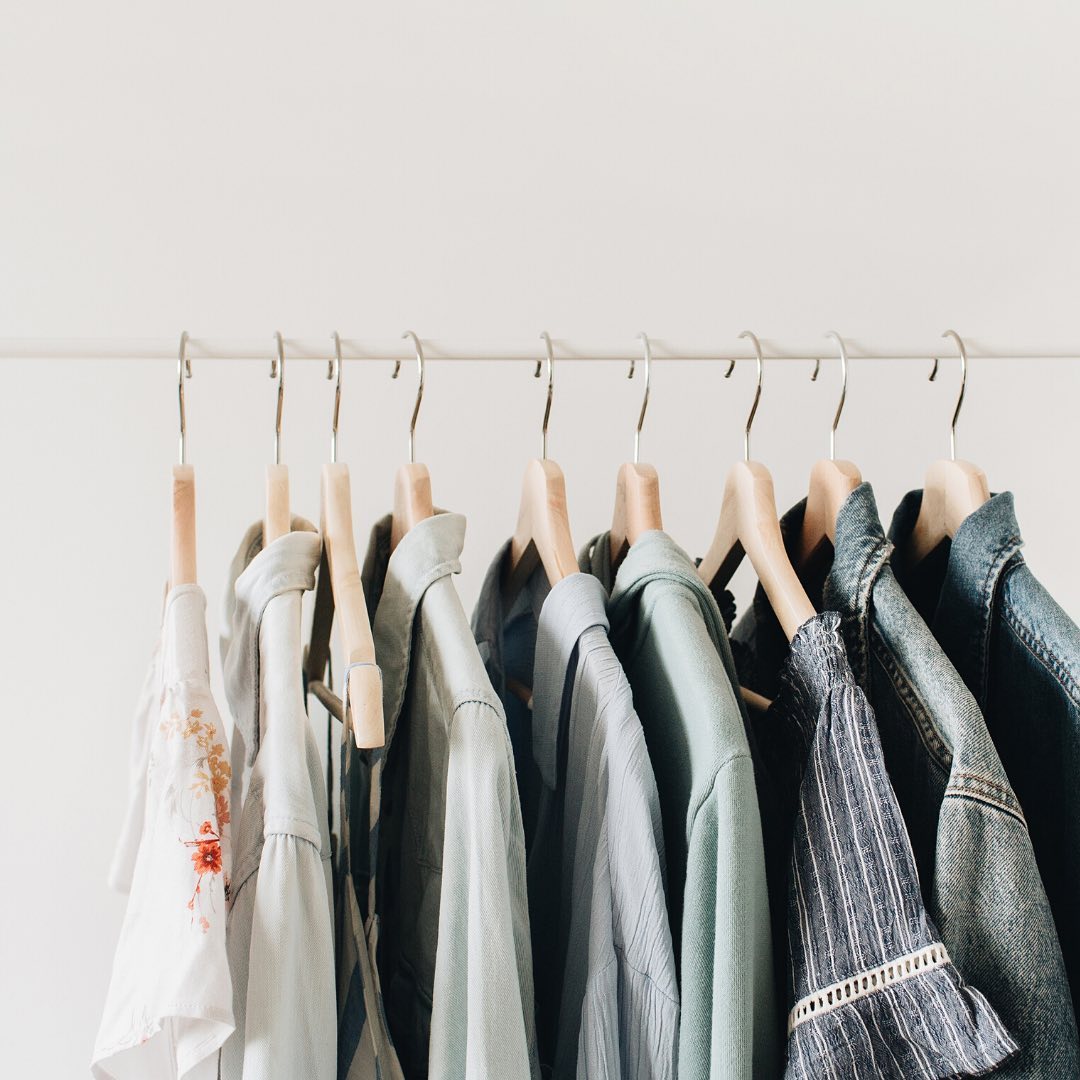 Clothes Hanging on Wooden Hangers. Photo by Instagram user @monsterahomesuk