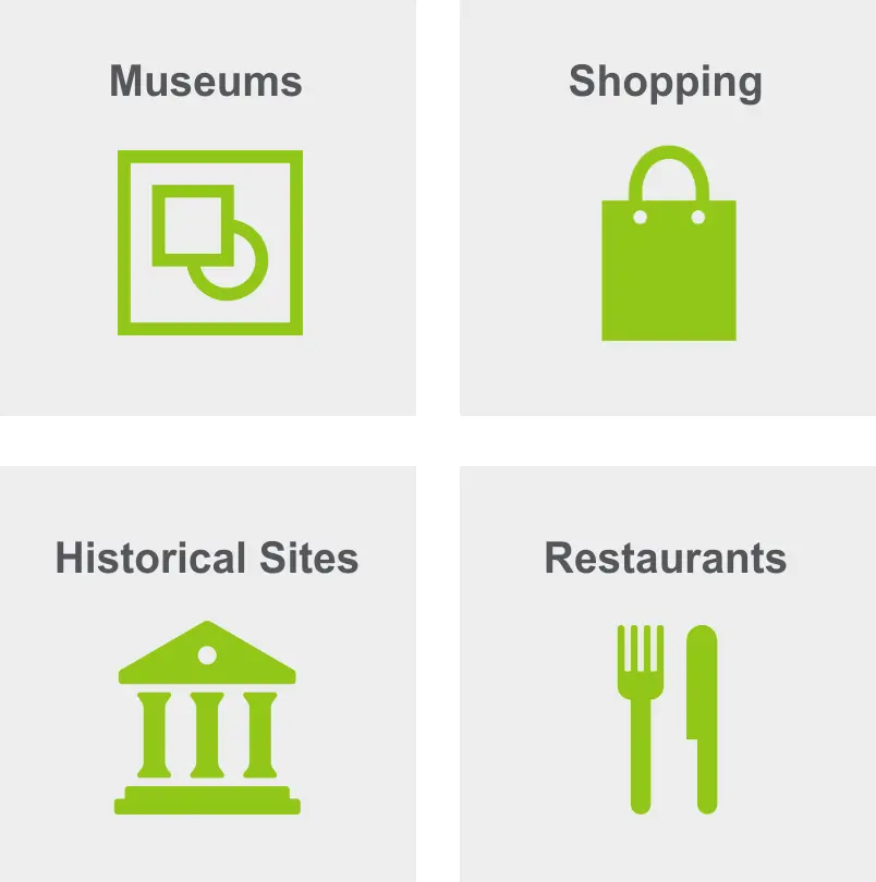 Activities in Asylum Hill include museums, shopping, historic sites, and restaurants. 