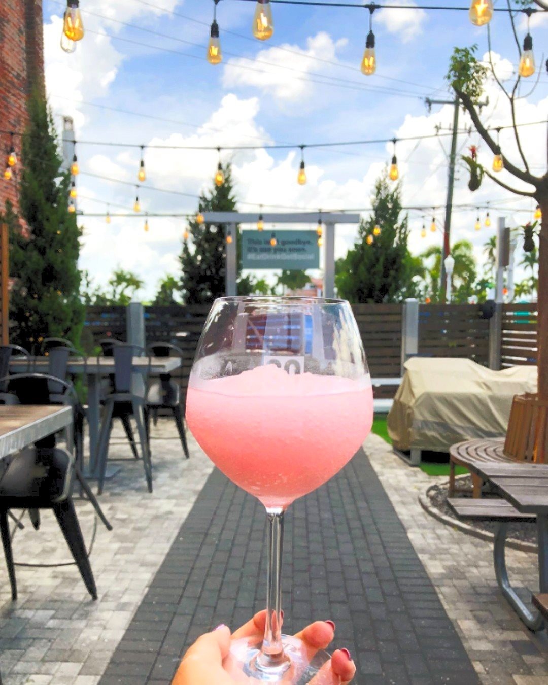 Person Holding a Glass of Frose from Downtown Social House in Fort Myers. Photo by Instagram user @downtownsoho