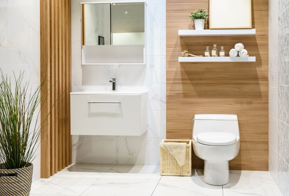 Modern Bathroom with Clean, White Floors