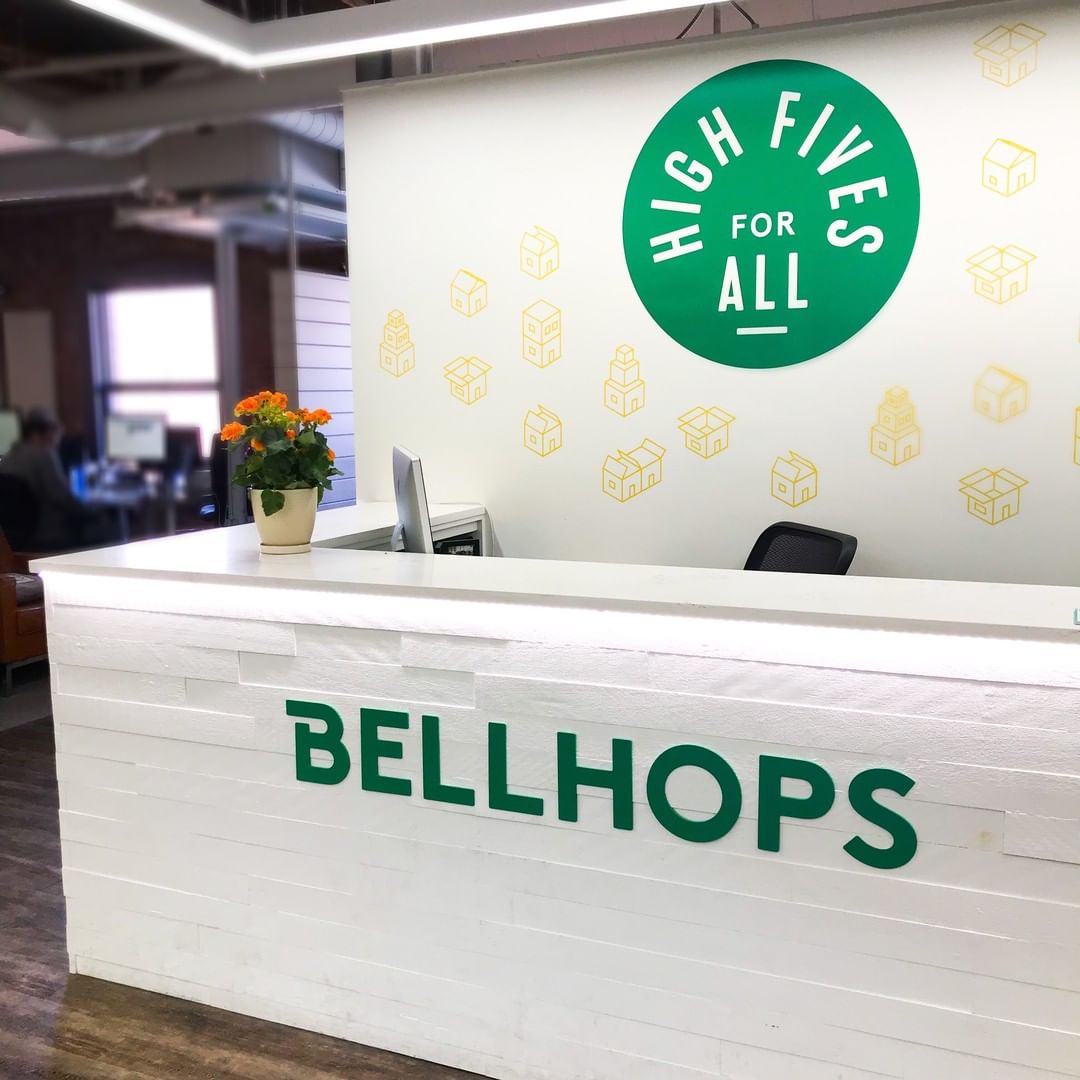 Front Desk at Bellhops HQ Office in Chattanooga. Photo by Instagram user @bellhopmoving