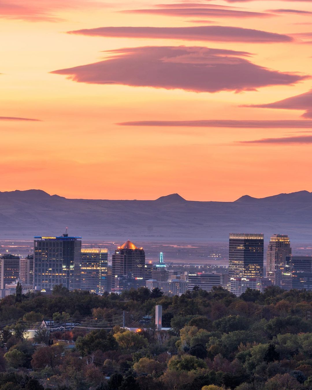 Downtown Salt Lake City, UT at Sunset. Photo by Instagram user @jonburkholz