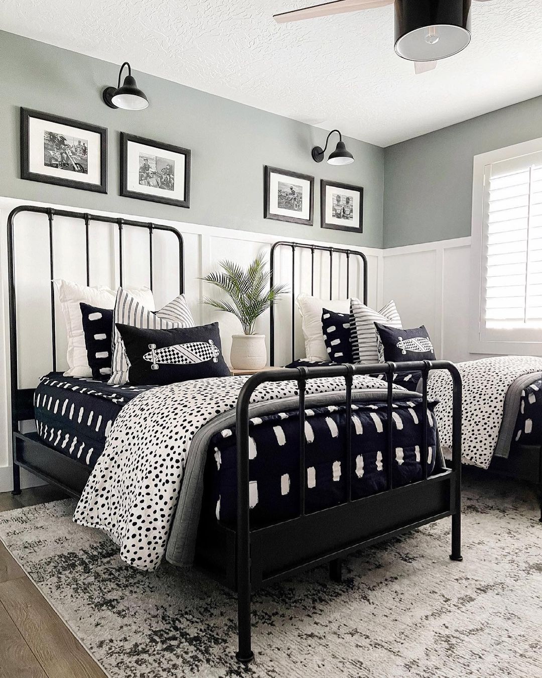 Two Twin Kids Beds on Industrial Style Bed Frames. Photo by Instagram user @greybirchdesigns