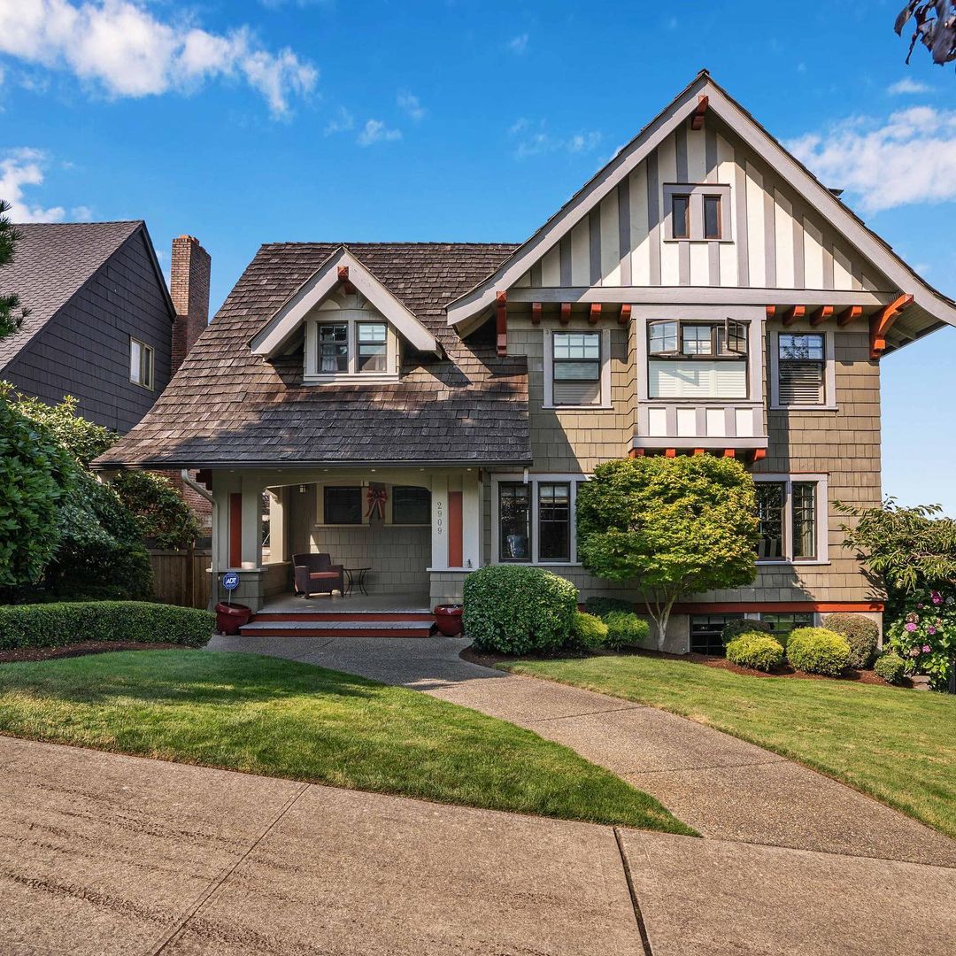 Two-story Craftsman home with Tudor influences in North End, Tacoma. Photo by Instagram user @kyleehill.