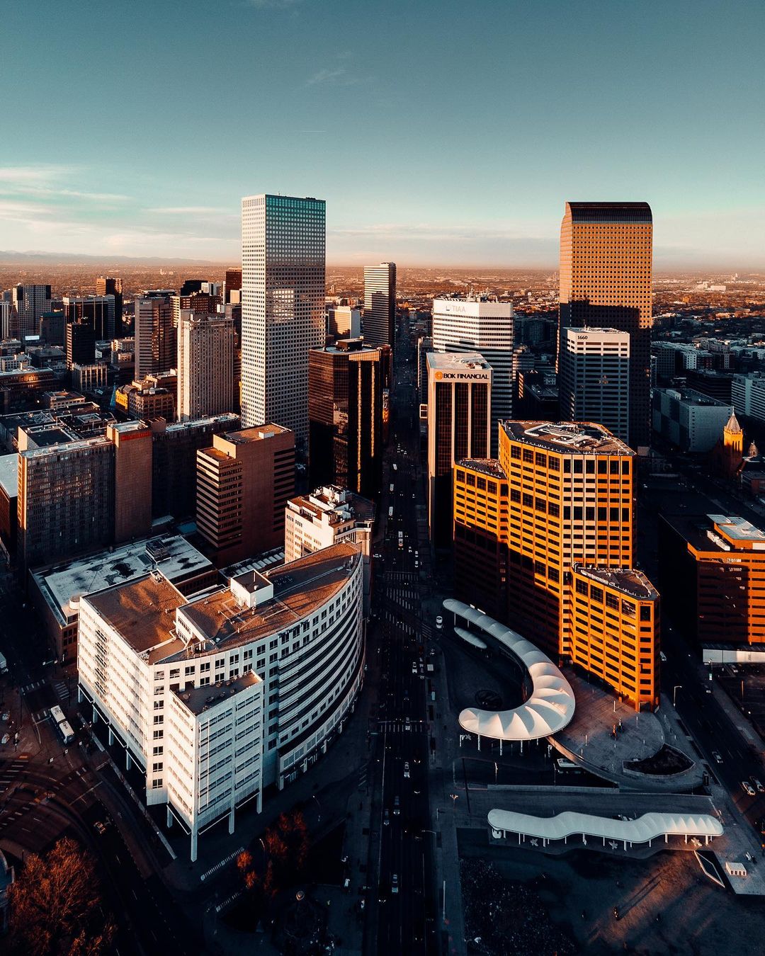 Drone Photo of Downtown Denver, CO. Photo by Instagram user @leontff