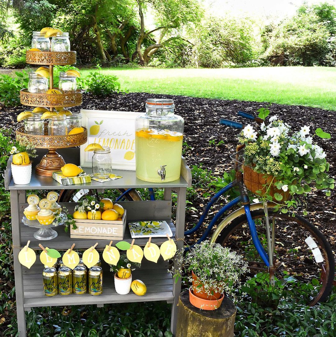 Lemonade Stand in a Backyard. Photo by Instagram user @giggleliving