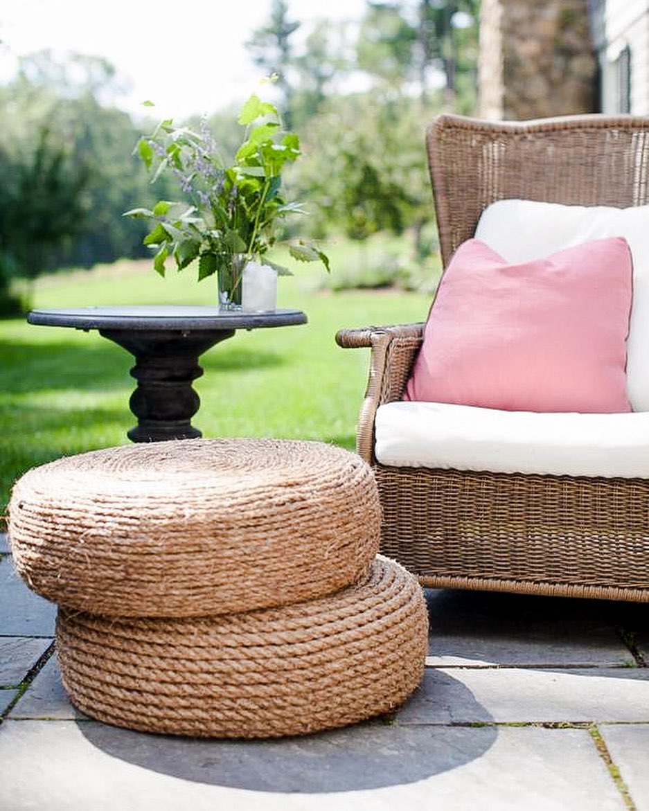 DIY Outdoor Ottomans Stacked. Photo by Instagram user @peakproducts