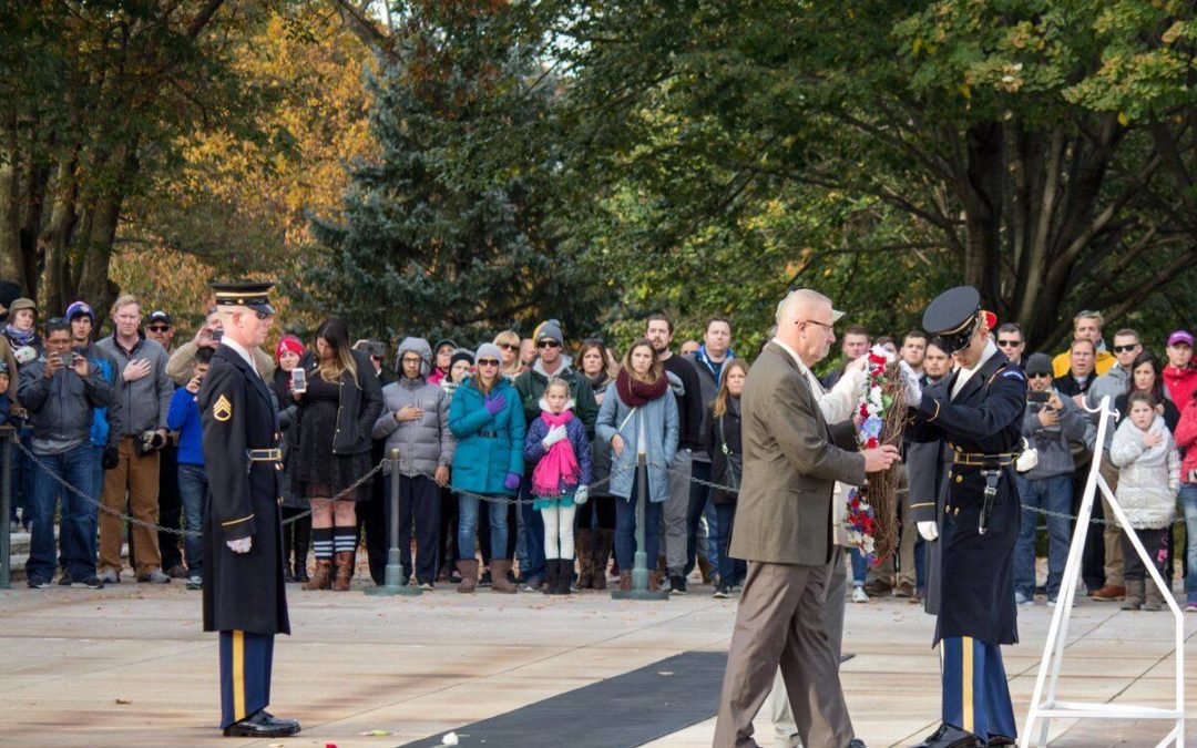 Veterans Laying a Wreath at a Tomb of an Unknown Soldier