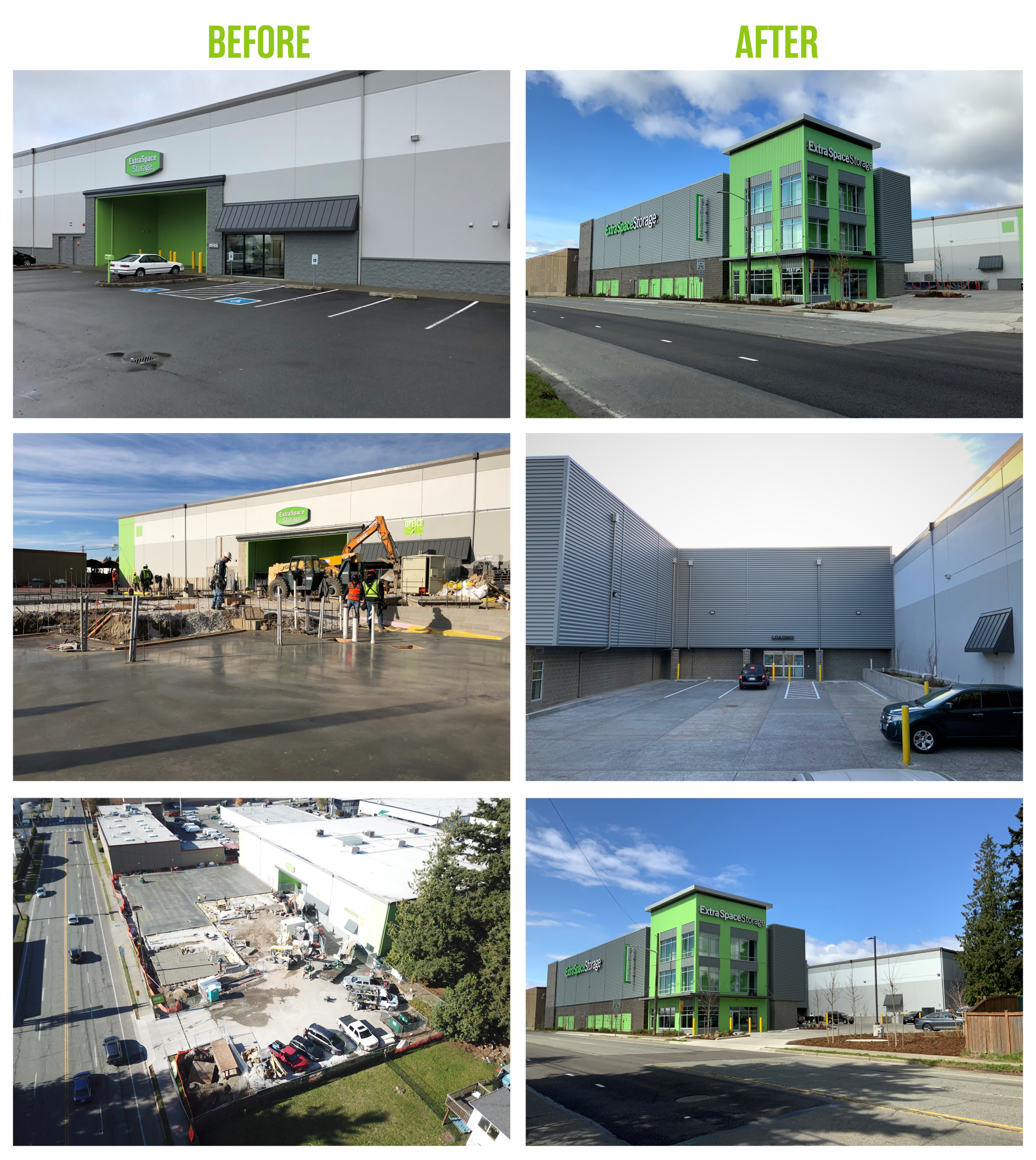 Before & After Photos of Extra Space Storage Facility Expansion in Seattle, WA