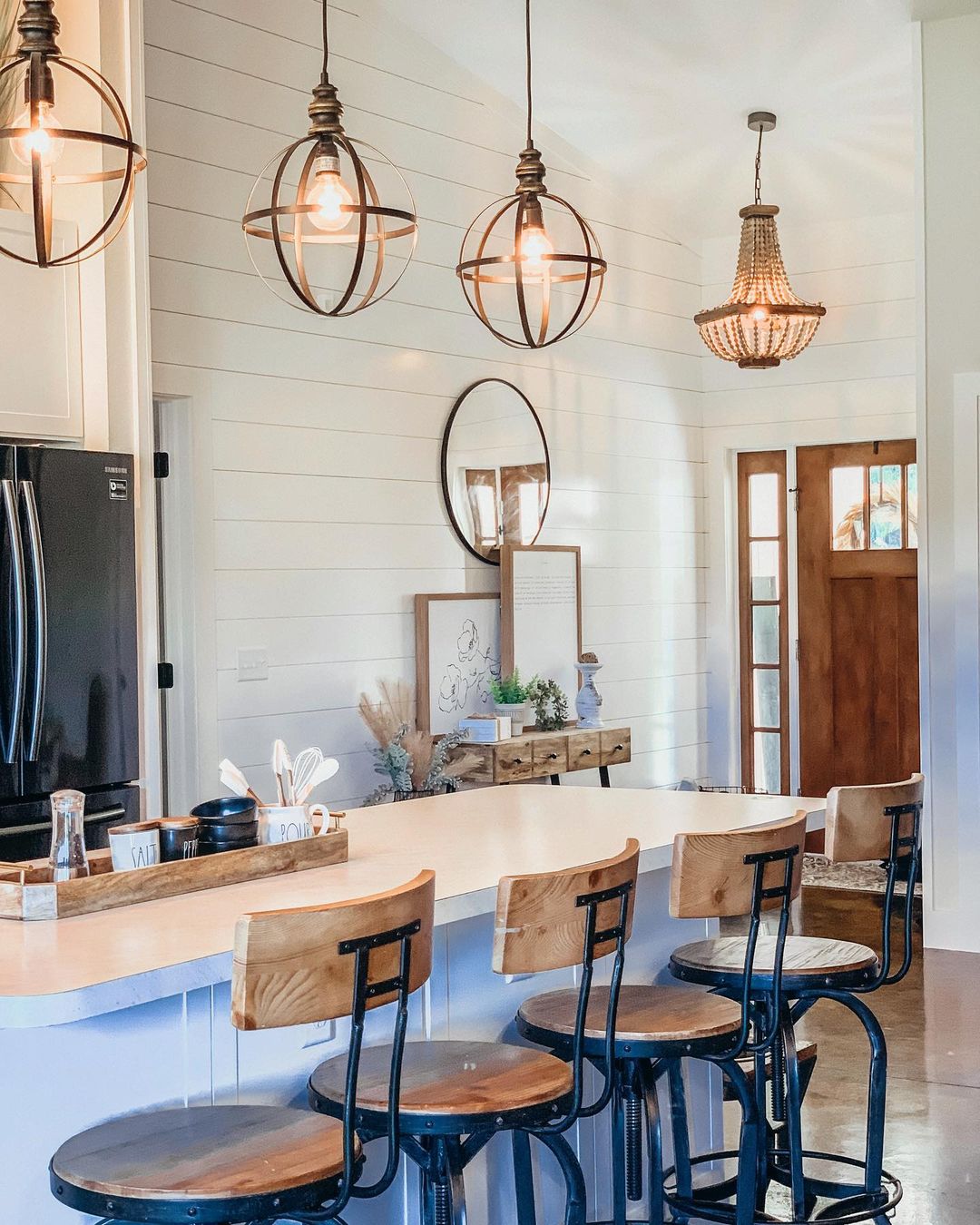 Updated Modern Farmhouse Kitchen and Entryway. Photo by Instagram user @lifeonheritagehill