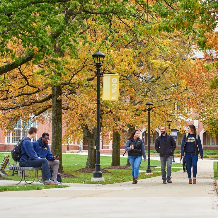 Students Walking on Campus at John Carroll University in Cleveland, OH. Photo by Instagram user @johncarrollu