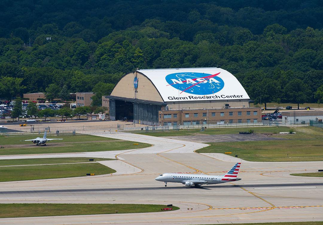 Aerial View of a Hangar at NASA's Glenn Research Center. Photo by Instagram user @nasaglenn