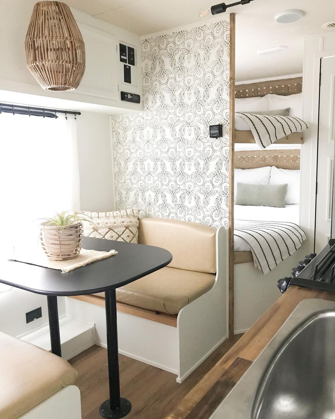 Dining area and view of multi-bed room. Photo by Instagram user @troopnashville.