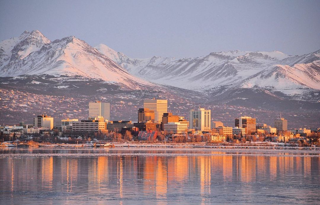 View of Downtown Anchorage, AK. Photo by Instagram user @greatlandadventures
