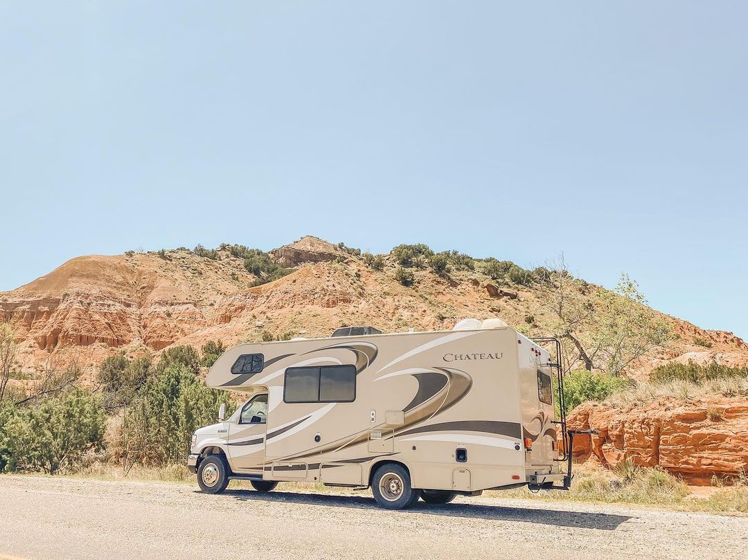 RV Parked in the Palo Duro Canyon State Park. Photo by Instagram user @hardlynormalhandleys