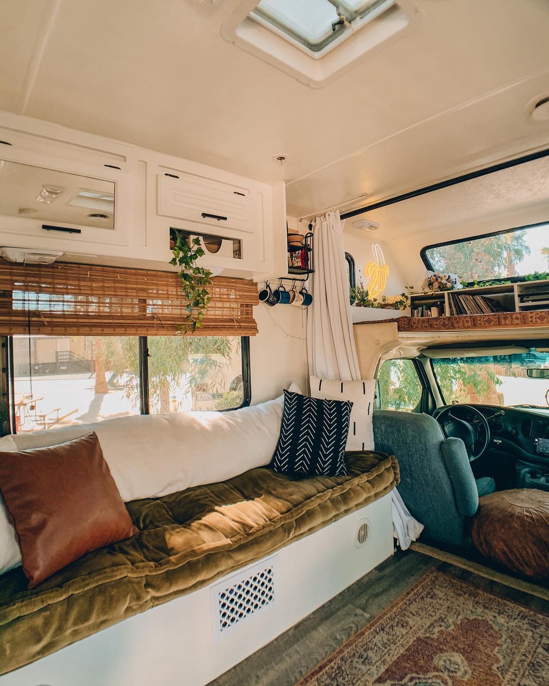 Interior of an RV with Updated Decor. Photo by Instagram user @summerginther