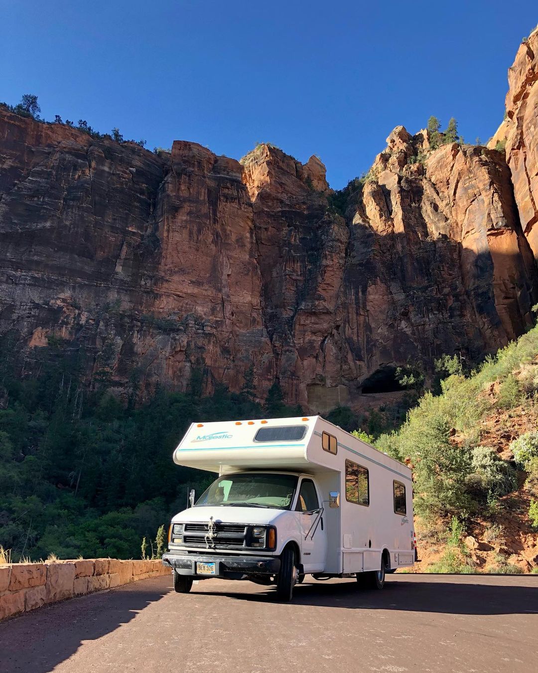 RV parked in Zion National Park. Photo by Instagram User @marv.themajestic