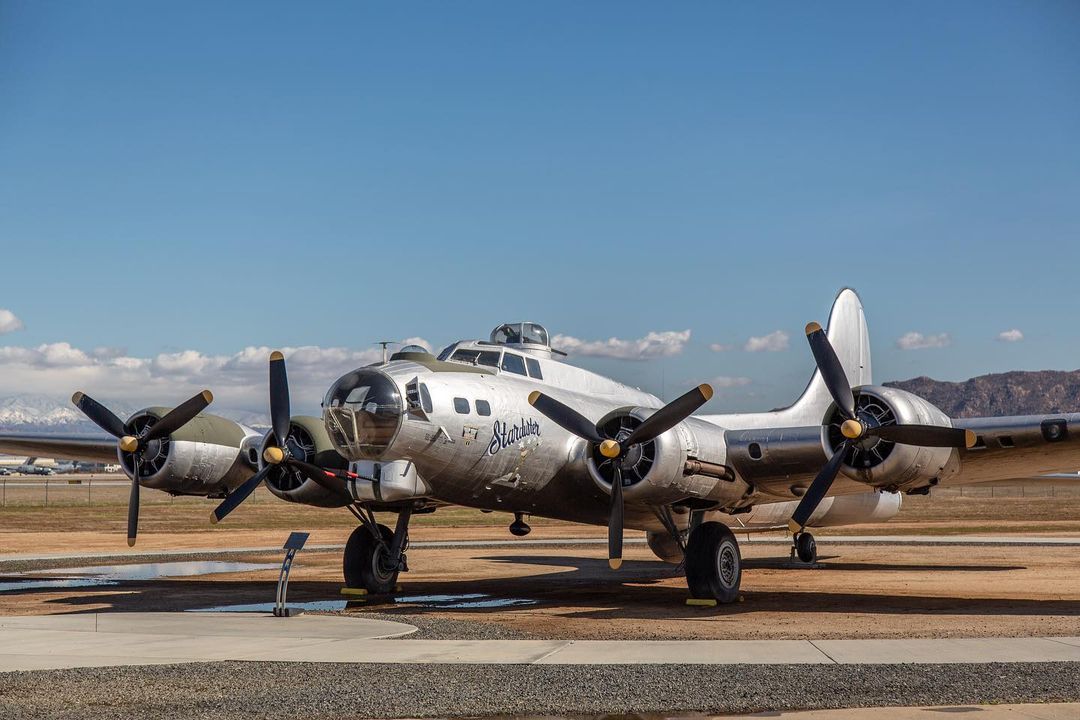 1930s Boeing B-17 plane on display at March Field Air Museum in Riverside, CA. Photo by Instagram user @unfiltered_mjd.