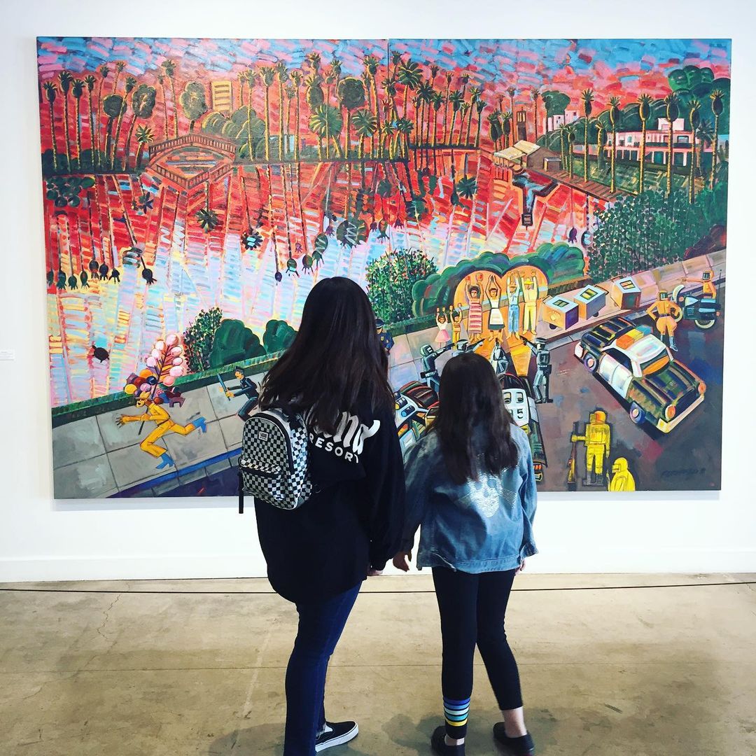 Mother and daughter absorbing canvas work at Riverside Art Museum. Photo by Instagram user @punkrockmom.