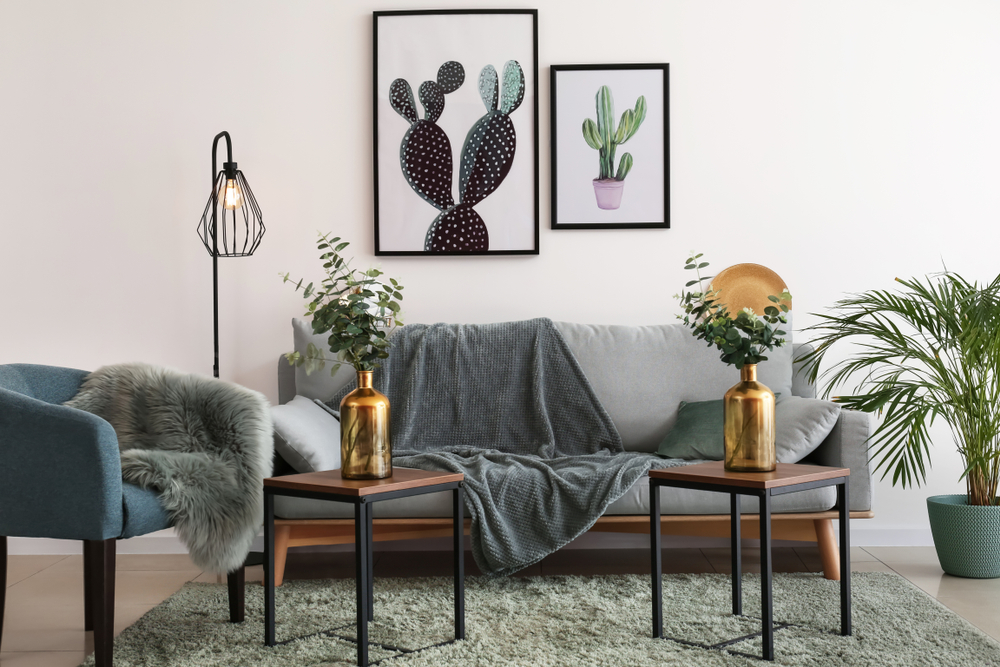 Modern interior of a living room with stylish furniture.