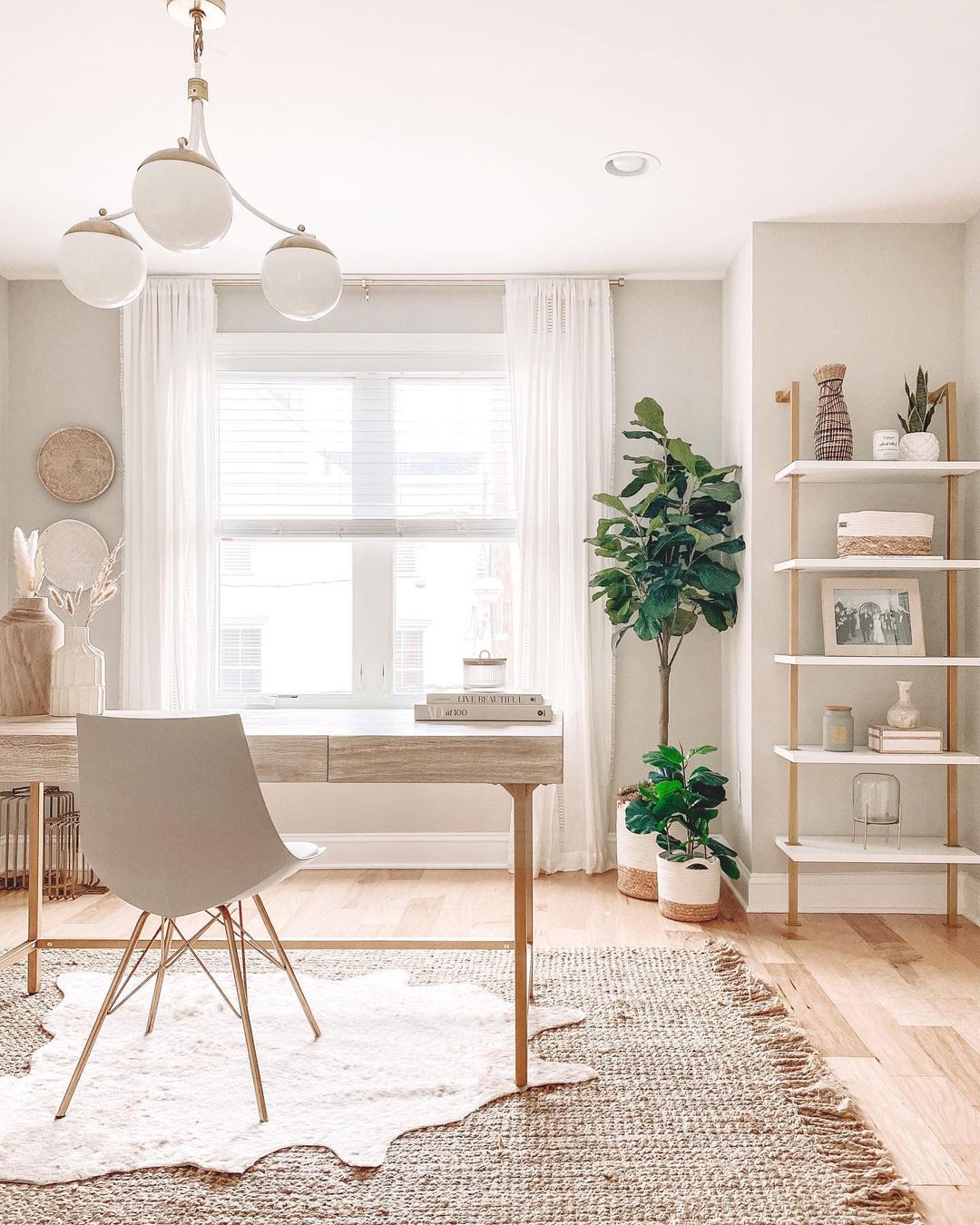 Clean Home Office Space Using Meaningful Feng Shui Decor. Photo by Instagram user @bymeghang