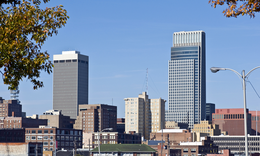 View of Downtown Omaha with the Woodmen Life Building and First National Building in View