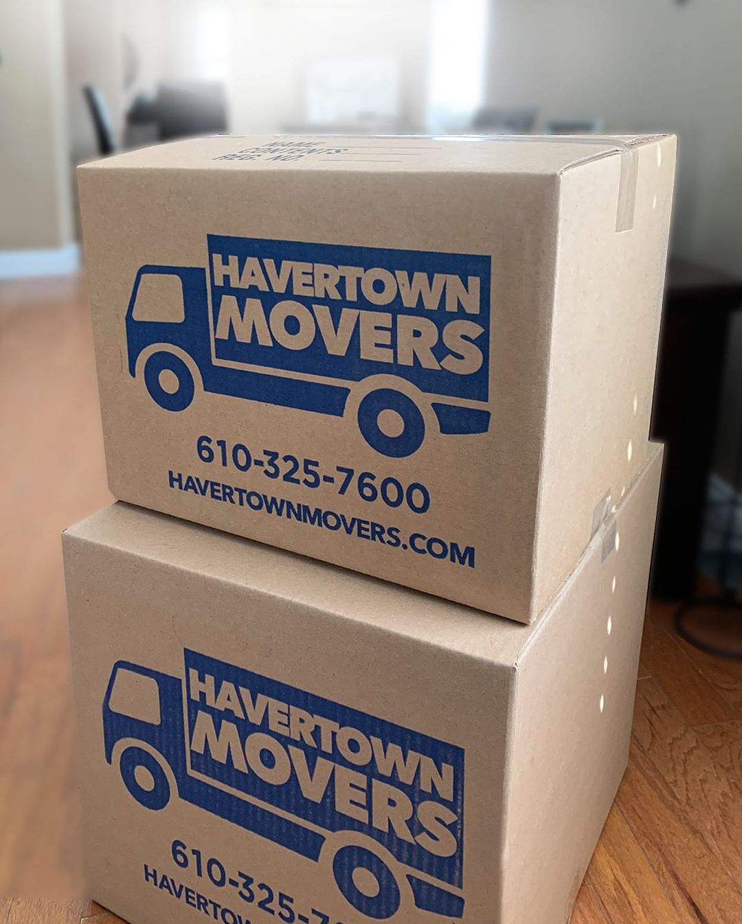 Two Moving Boxes Stacked On Each Other. Photo by Instagram user @havertownmovers