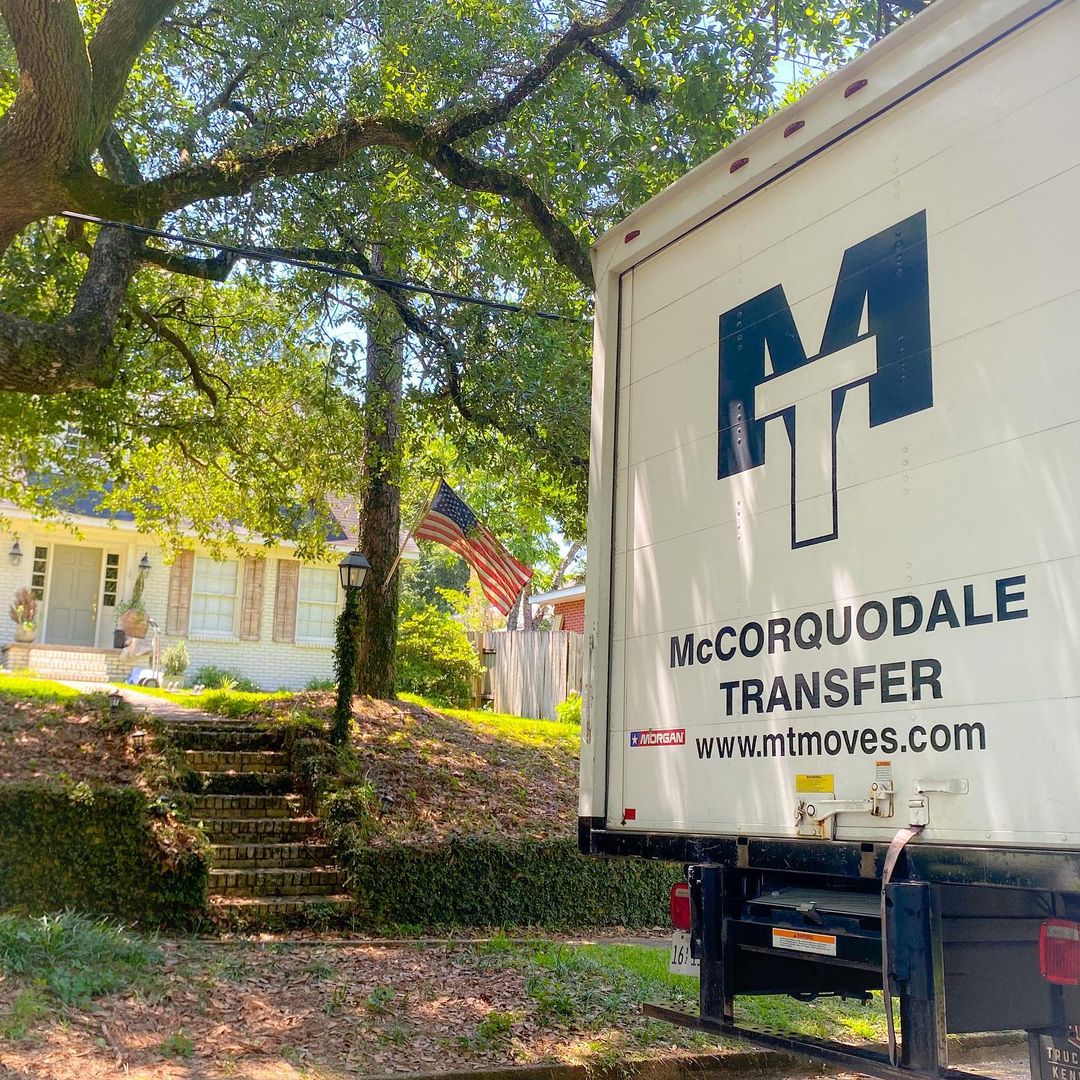 Moving Truck Out in Front of a House. Photo by Instagram user @mccorquodaletransfer_mobile
