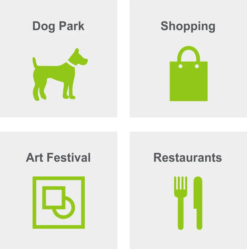 Activities in Historic Kenwood includes a dog park, shopping, art festival, and restaurants. 