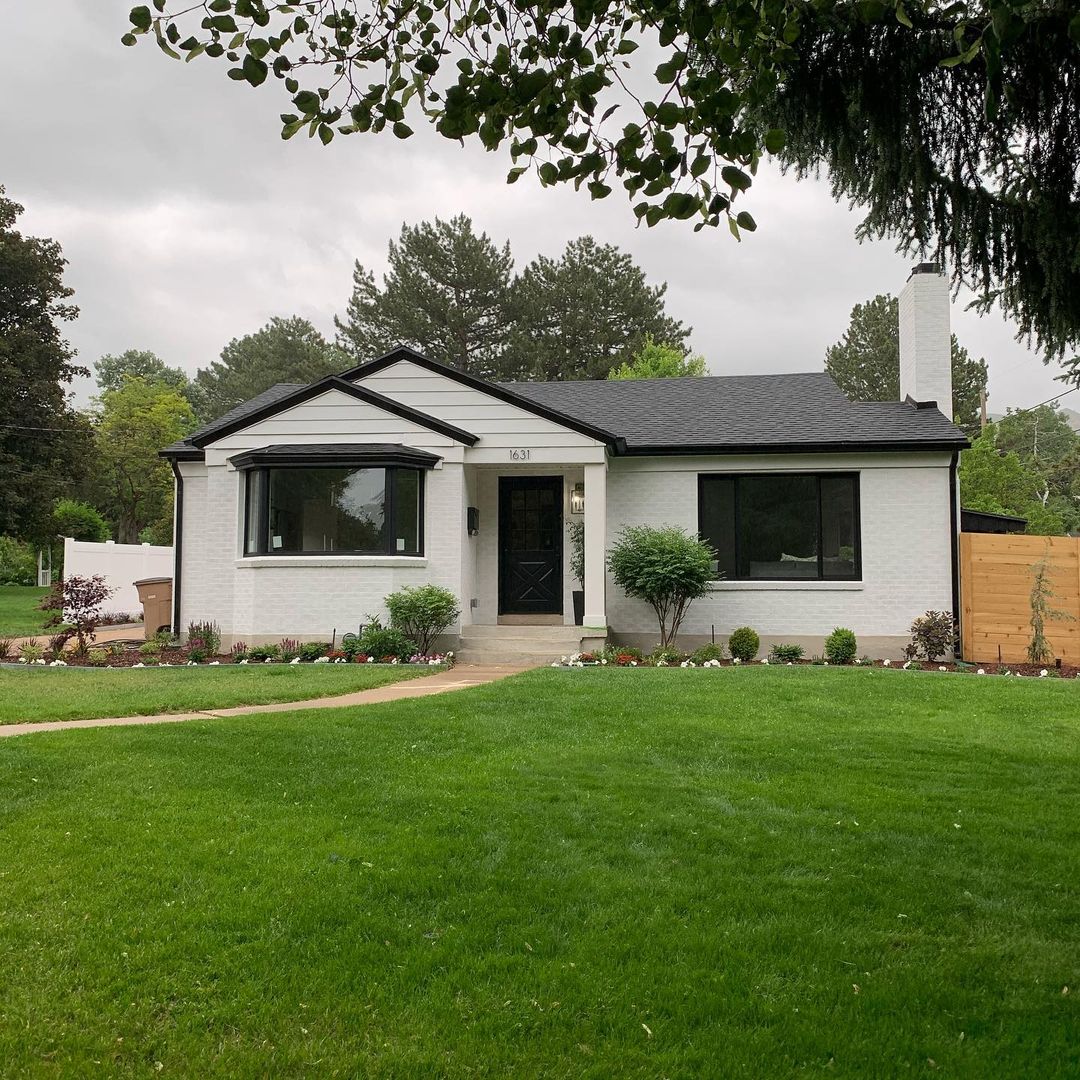 Small White and Black Ranch House in East Bench, Salt Lake City. Photo by Instagram user @redbudrestoration