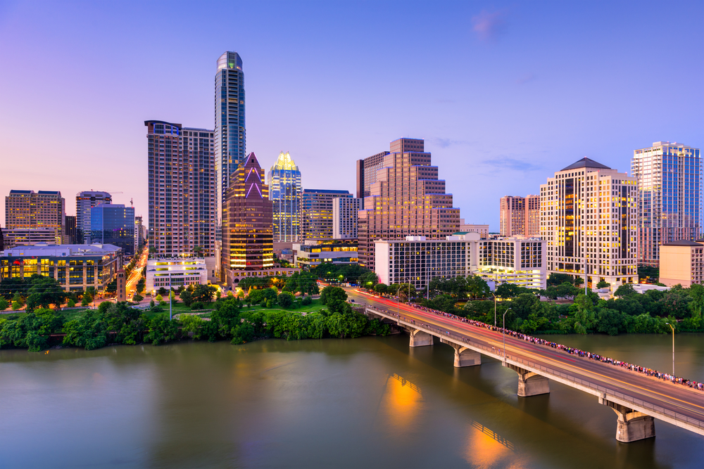 View of Downtown Austin, TX at Dusk