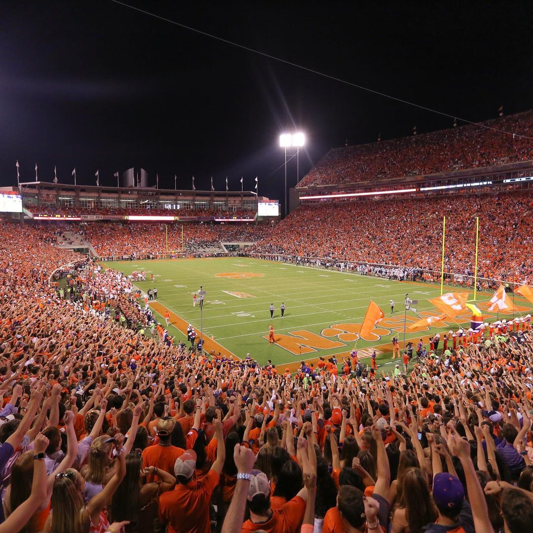 Crowd Photo During a Clemson Tigers Football Game. Photo by Instagram user @clemsonfb