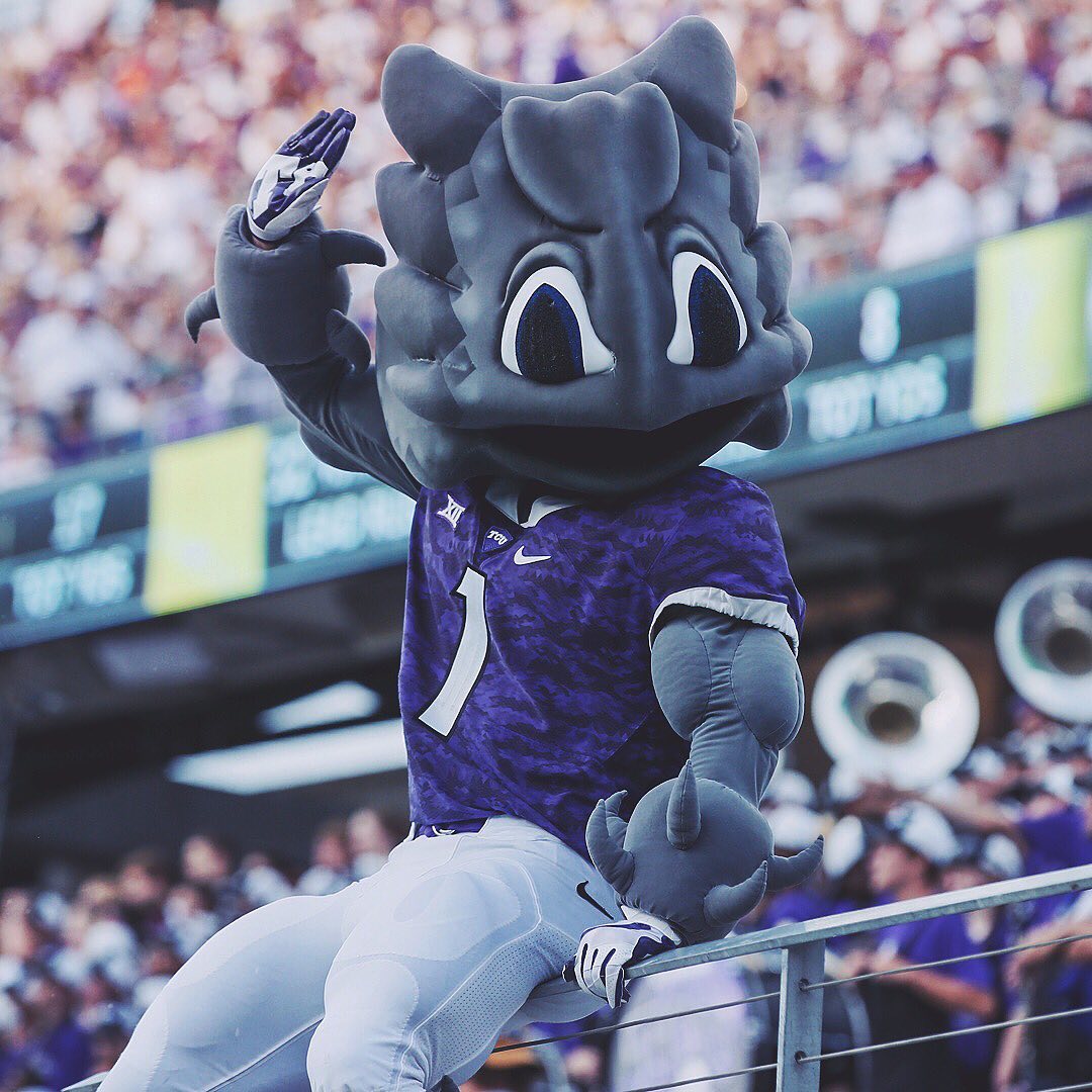 Super Frog Sitting at a TCU Football Game. Photo by Instagram user @tcu_athletics