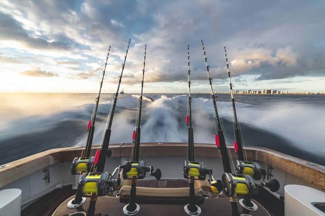 Six Deep Sea Fishing Rods on a Boat. Photo by Instagram user @fishing0010