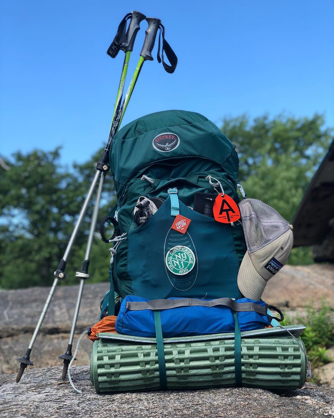 Osprey Backpack with Hiking Gear. Photo by Instagram user @yours_treely