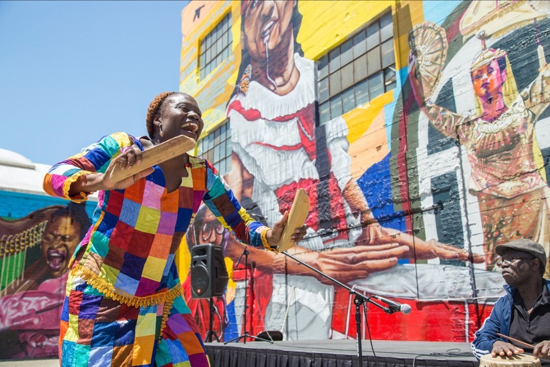 People Outside of the Hayti Heritage Center in Durham, NC, Dancing. Photo by Instagram user @haytiheritagecenter