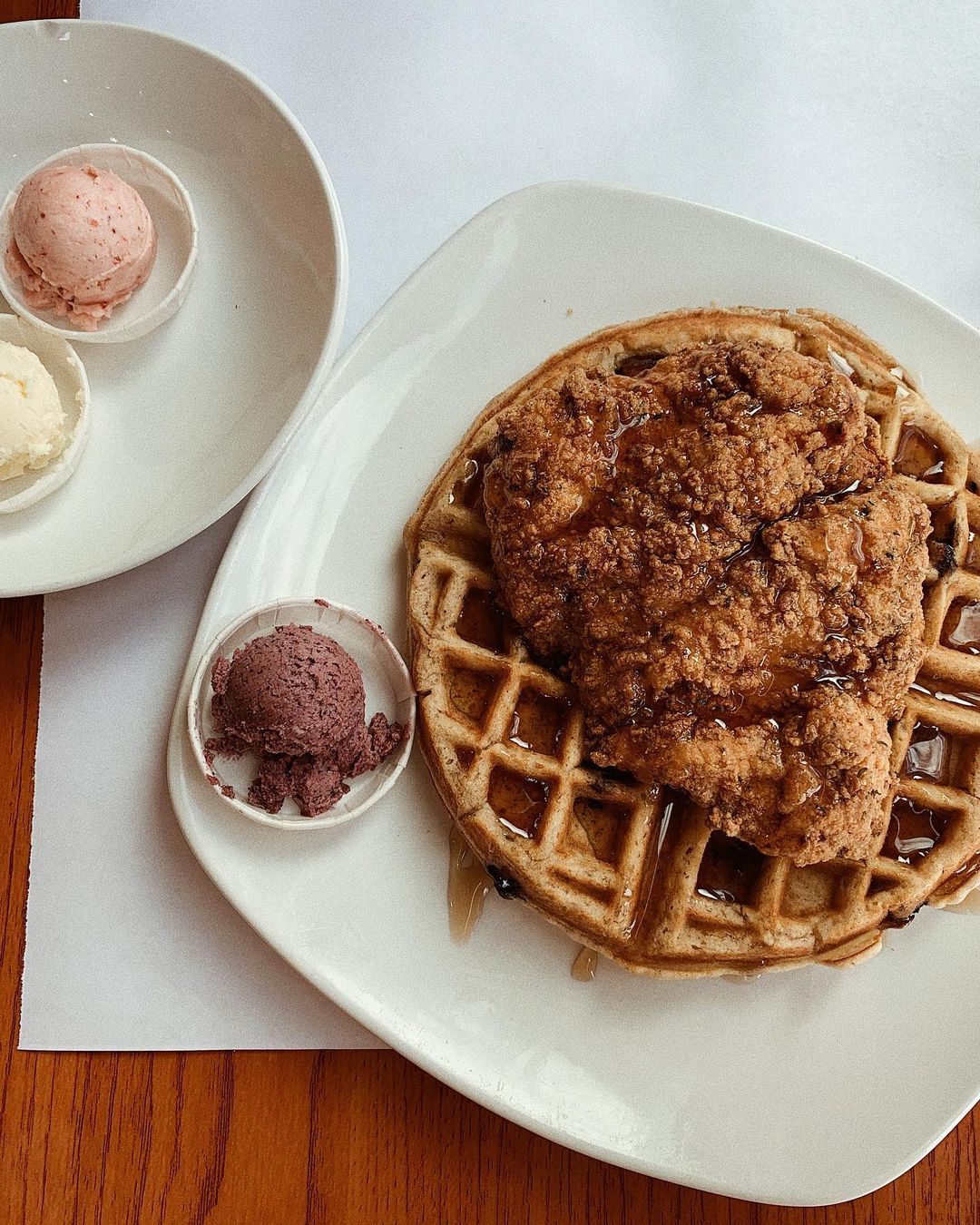 Chicken and Waffles from Dames Chicken & Waffles. Photo by Instagram user @theeatsheetnc