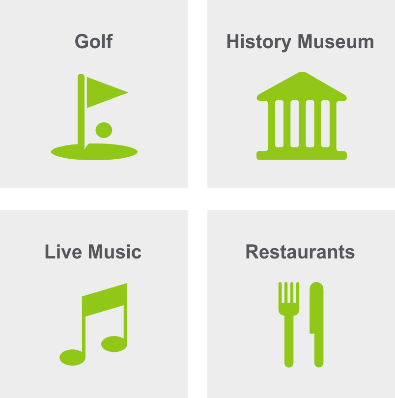 Graphic shows things to do in Skinker DeBaliviere including going golfing, visiting the history museum, attending live music, and going to restaurants.