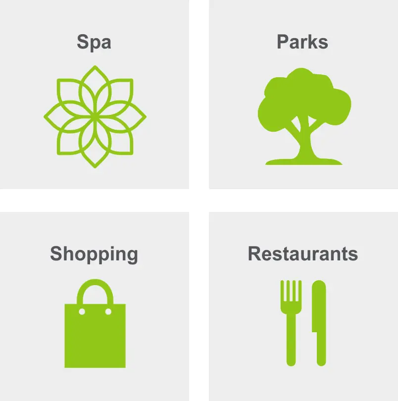Activities in Sunset Park include a spa, parks, shopping, and restaurants.