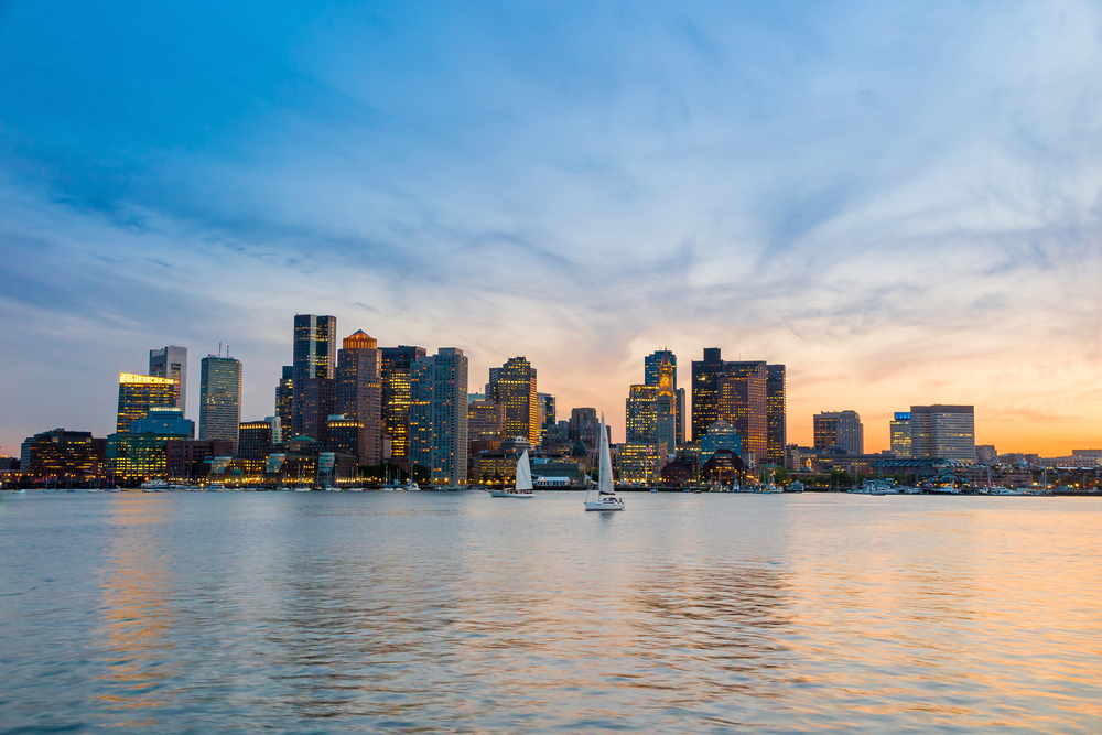 View of the Boston Skyline from Across the Boston Harbor