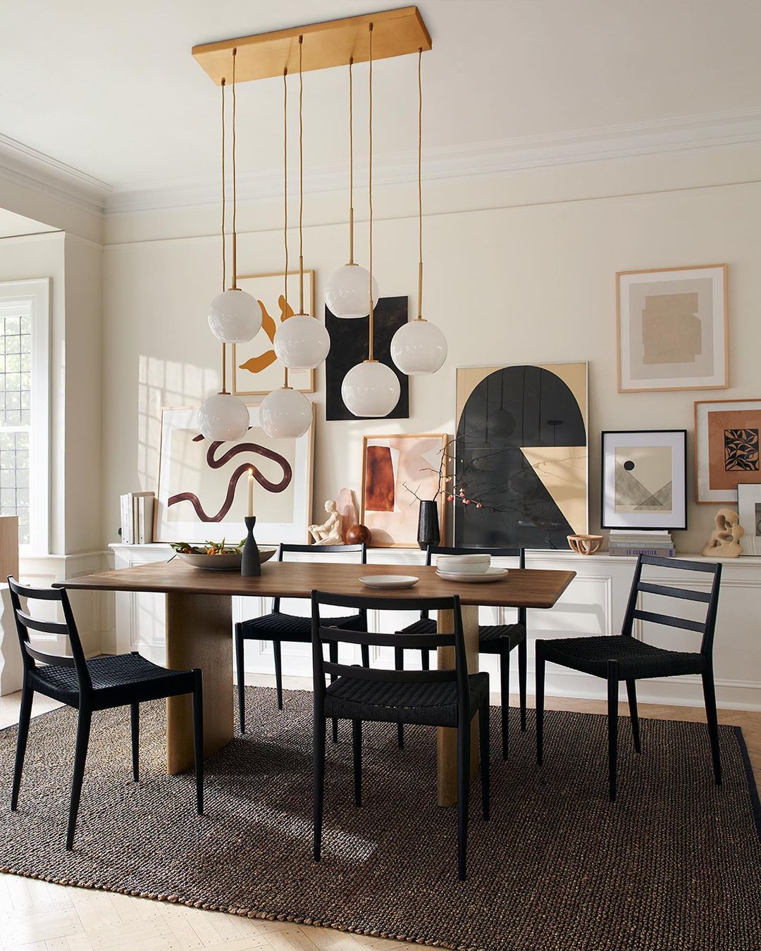 Modern Home Dining Area with Fun Lighting. Photo by Instagram user @westelm