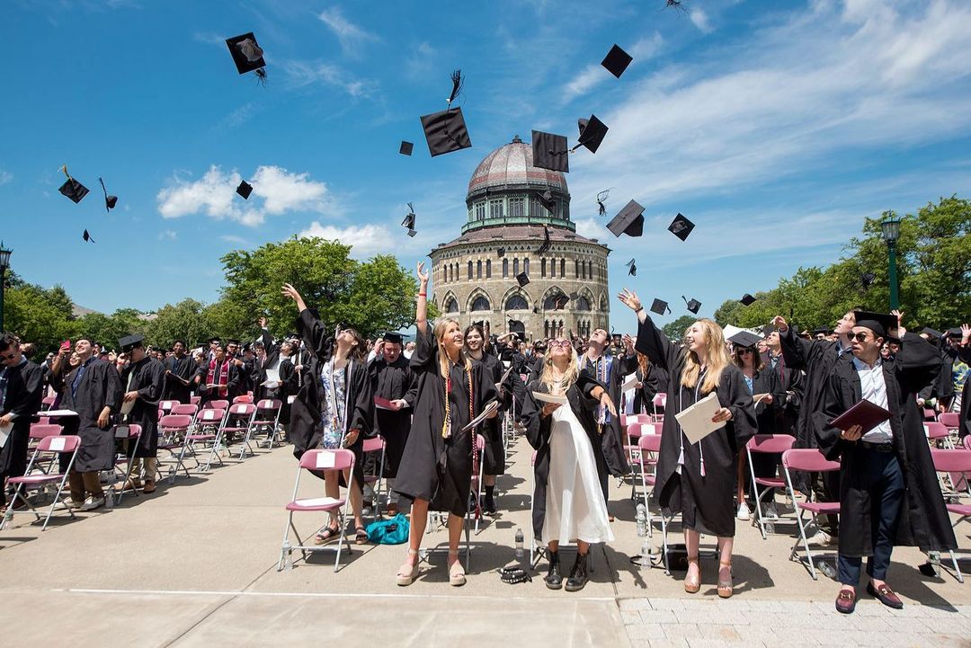 Students Tossing Hats at Graduation at Union College. Photo by Instagram user @unioncollege