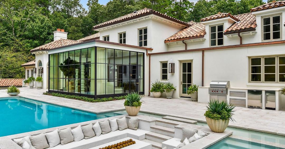 Sunken Patio in a Pool. Photo by Instagram user @landplusassociates