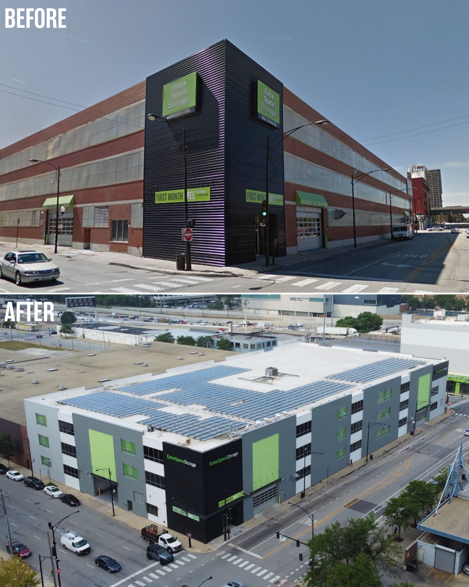 Extra Space Storage Facility 1810, Before & After Expansion