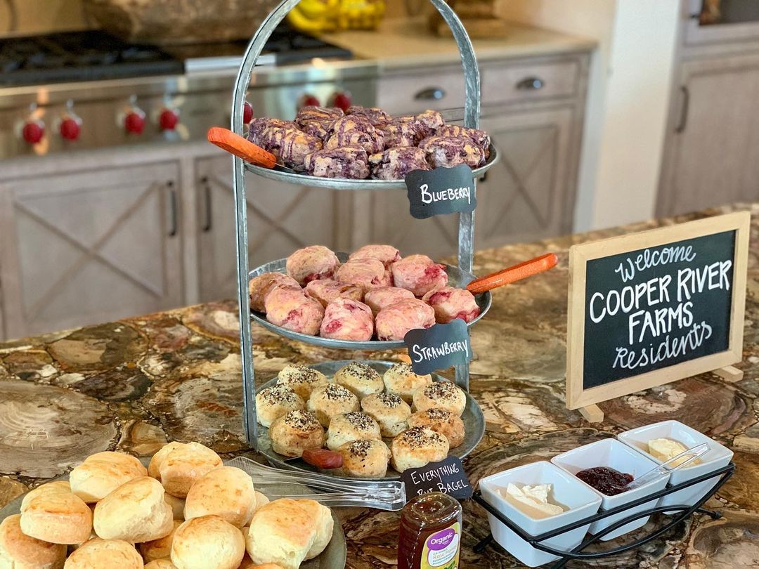 Apartment Hangout Space with Snacks. Photo by Instagram user @cooperriverfarms