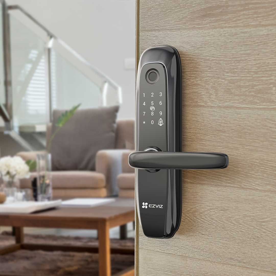 Updated Security Deadbolt on a Door. Photo by Instagram user @ezviz