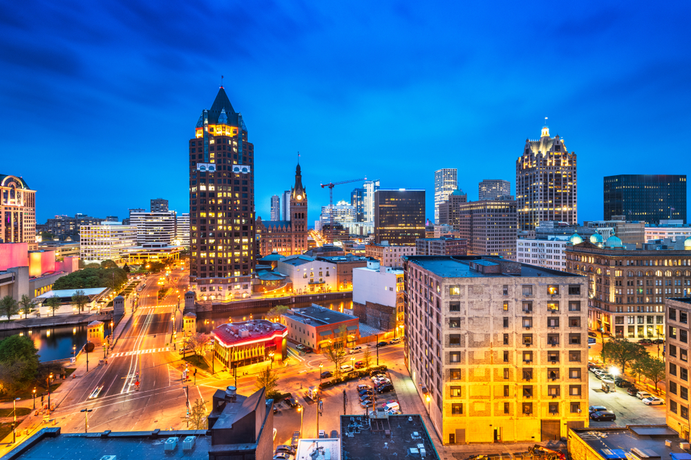 Nighttime View of the Downtown Milwaukee Skyline