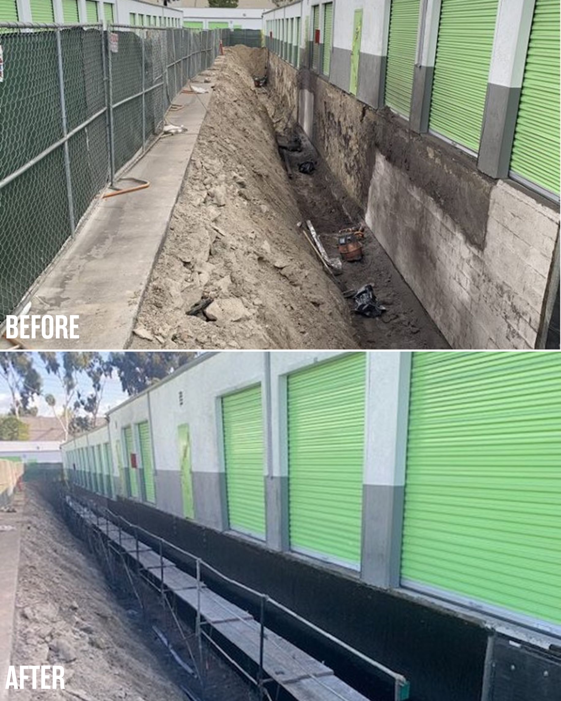 Before & After: Drive-Up Storage Units Having Driveway Repaved during Extra Space Storage Oceanside Facility Expansion