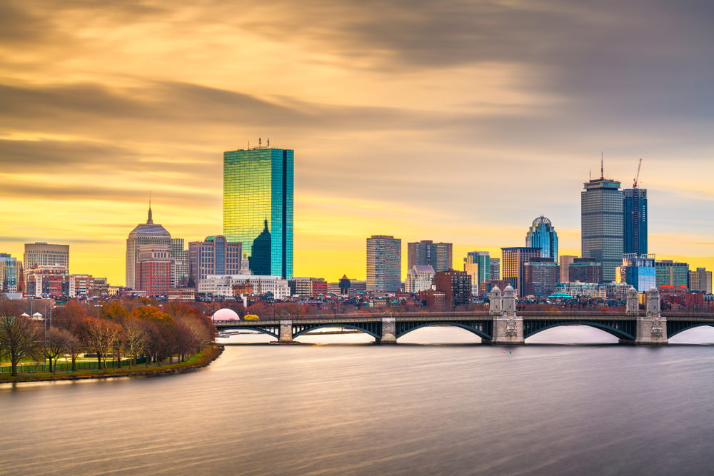 Riverside view of Boston skyline